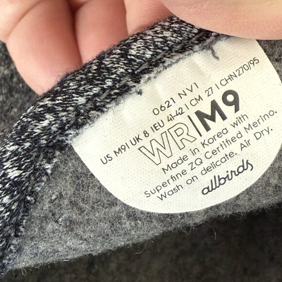 Allbirds Mens Wool Runners 0621 NV1 Gray Running Shoes Sneakers Size 9 - Picture 9 of 10